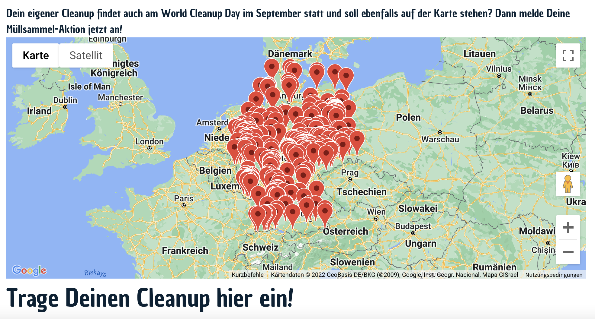Karte mit allen angemeldeten Cleanups