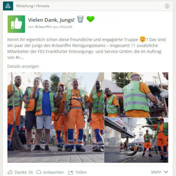 Beitrag der Aktion #cleanffm​ (Bild: nebenan.de)