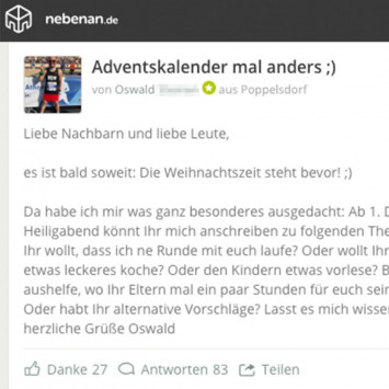 Adventskalender mal anders (Screenshot: nebenan.de)